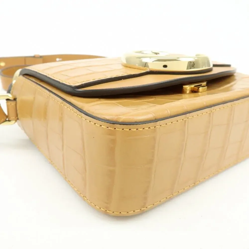 Chloe C Croc-Embossed Calfskin Handbag Beige